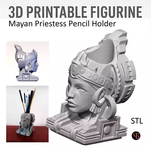 Mayan Priestess Pencil Holder   3D Printable