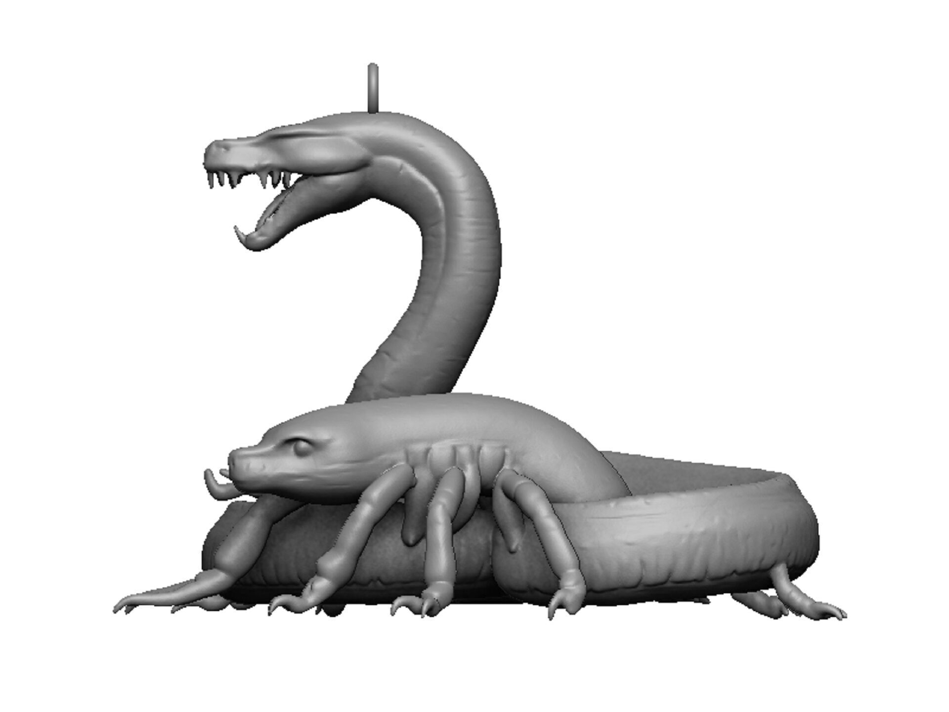 snake pendant 3D print model_3