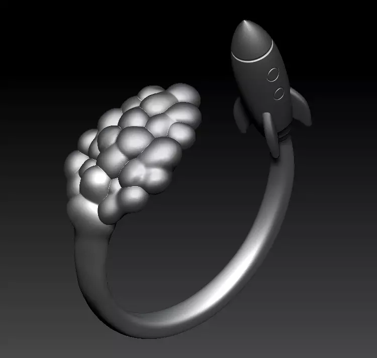 Rocket ring 3D print model_0