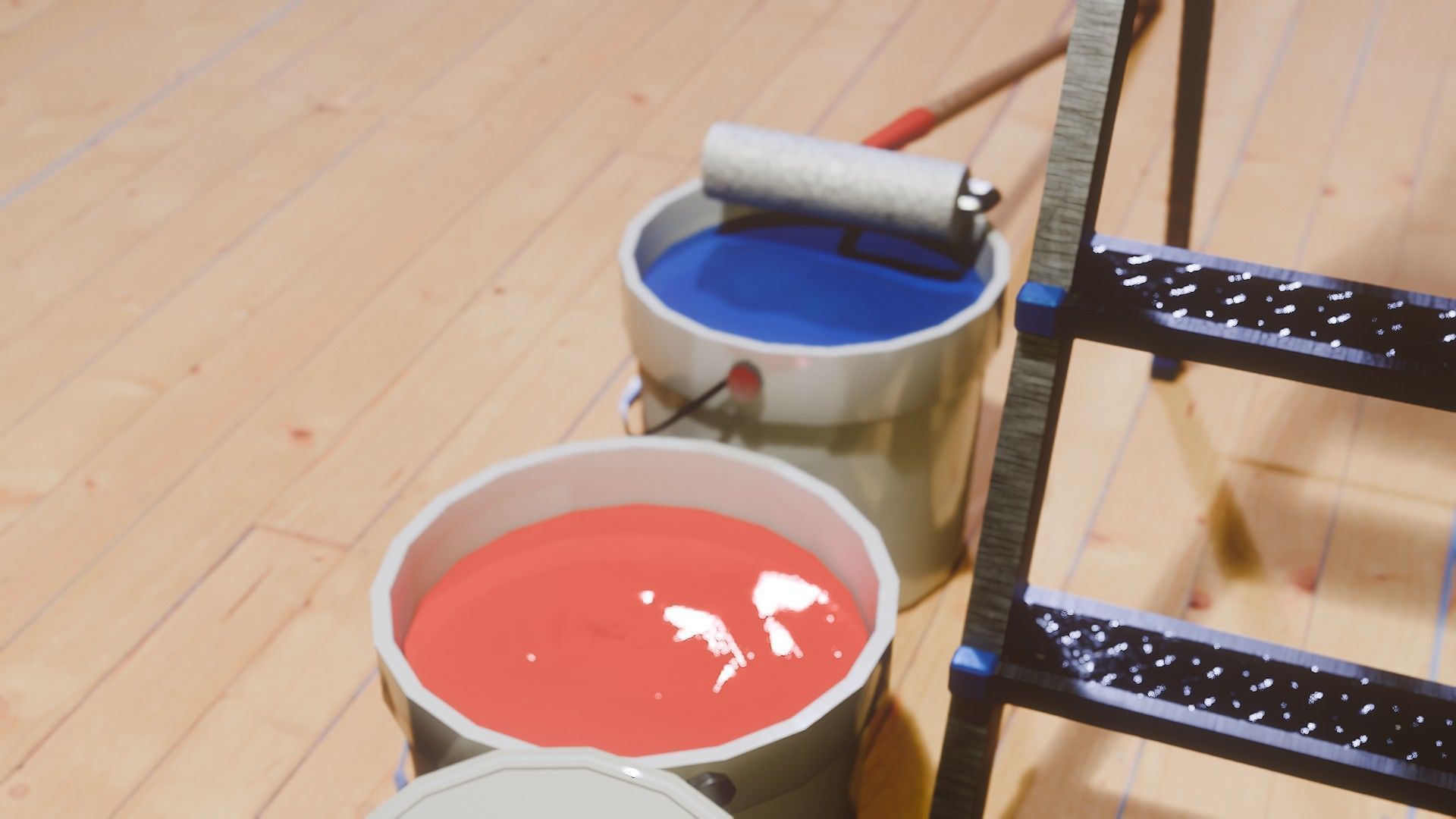 Painters Ladder - Paint Set Low-poly 3D model_9