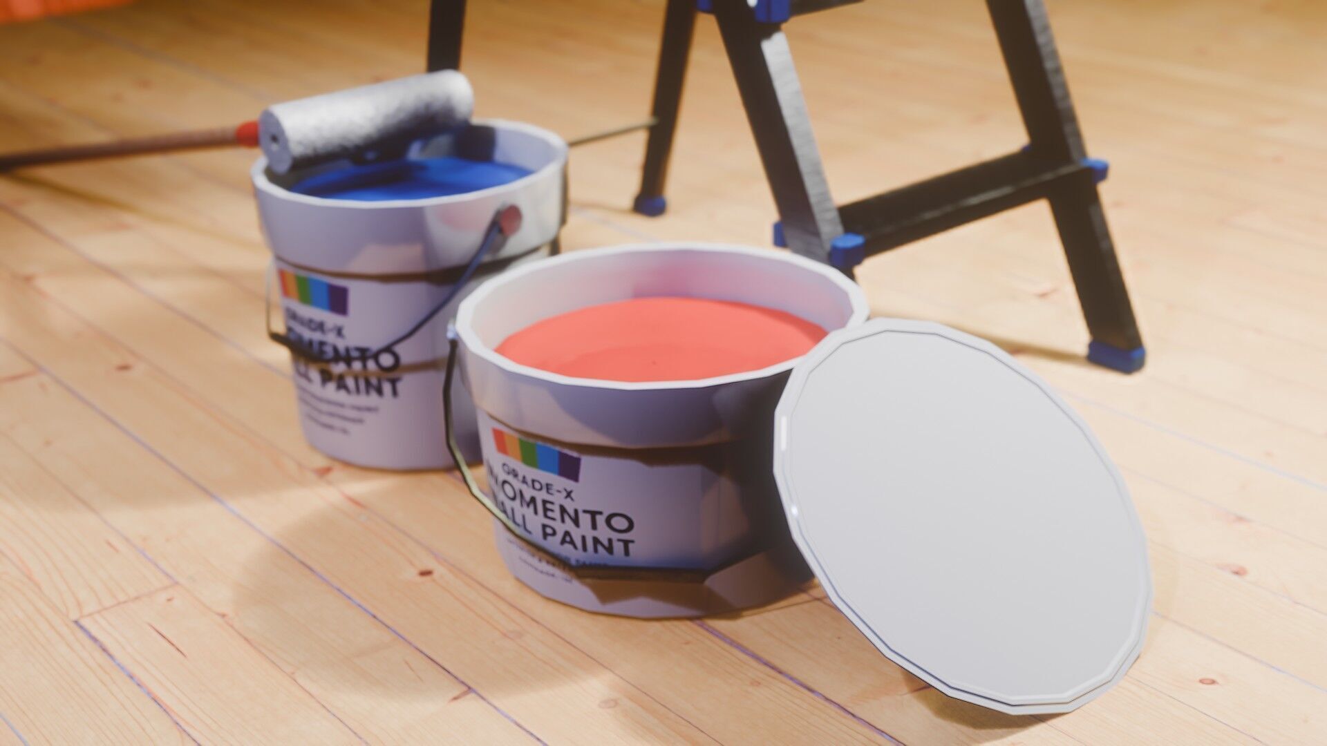 Painters Ladder - Paint Set Low-poly 3D model_13