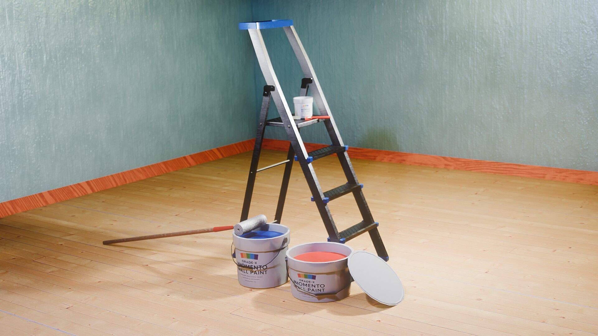 Painters Ladder - Paint Set Low-poly 3D model_15