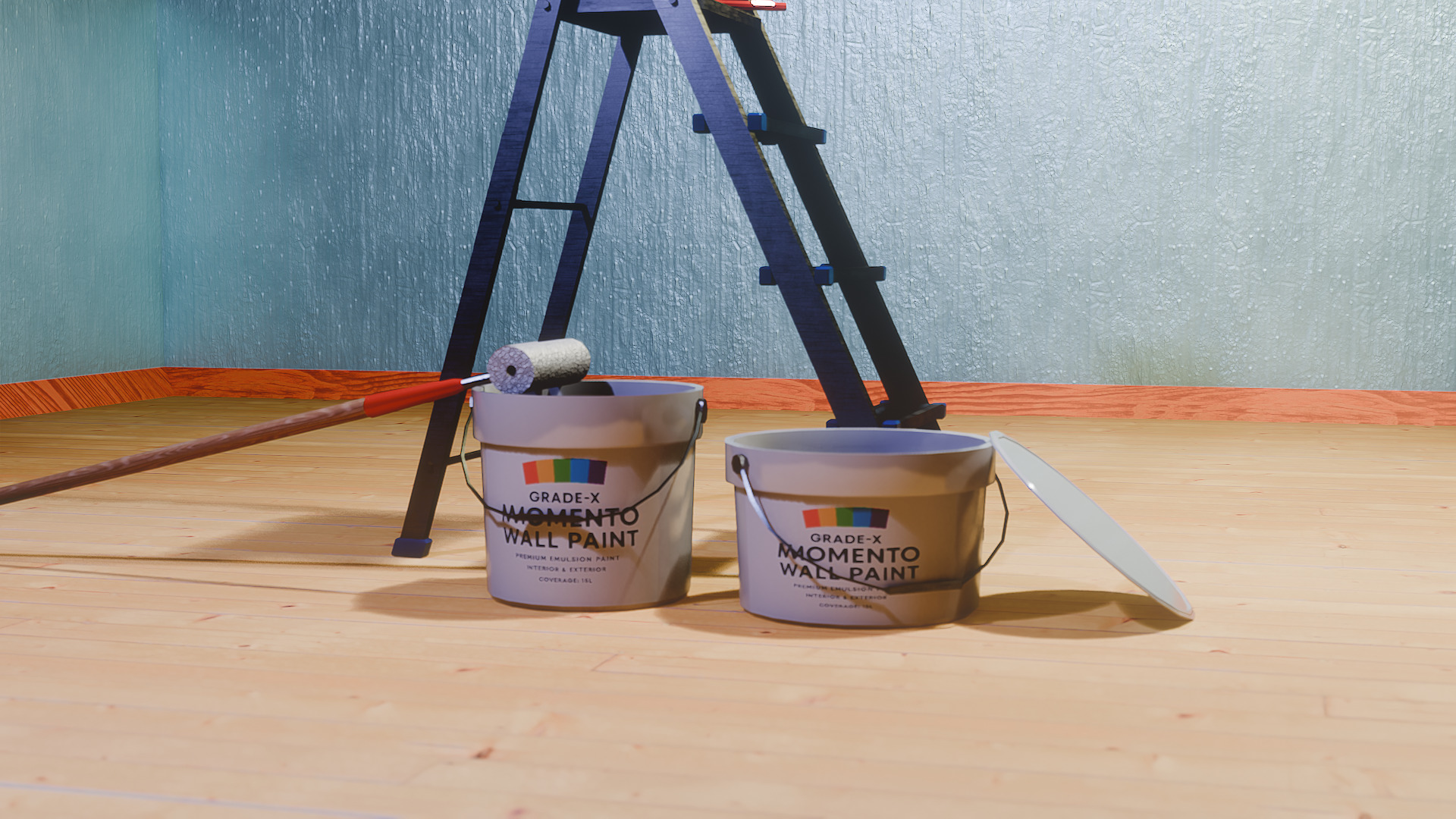 Painters Ladder - Paint Set Low-poly 3D model_2