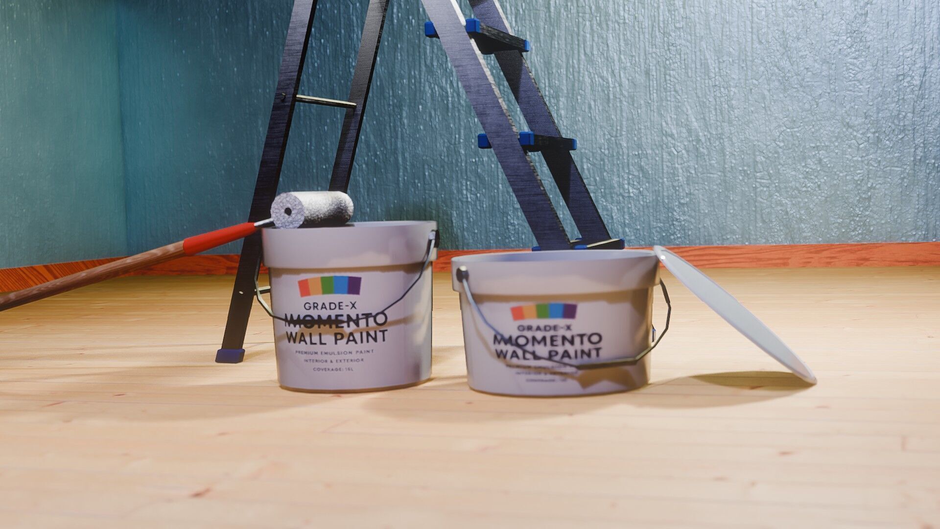 Painters Ladder - Paint Set Low-poly 3D model_4