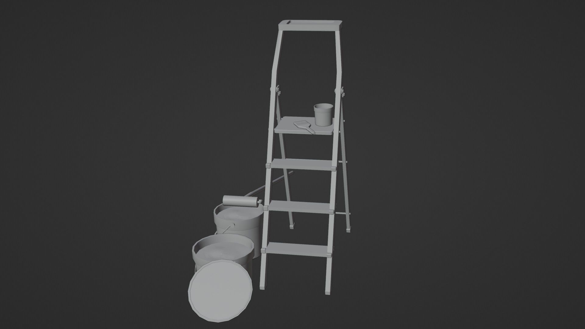 Painters Ladder - Paint Set Low-poly 3D model_17