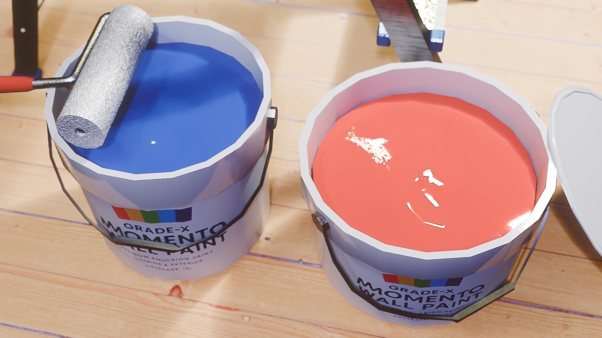 Painters Ladder - Paint Set Low-poly 3D model_10