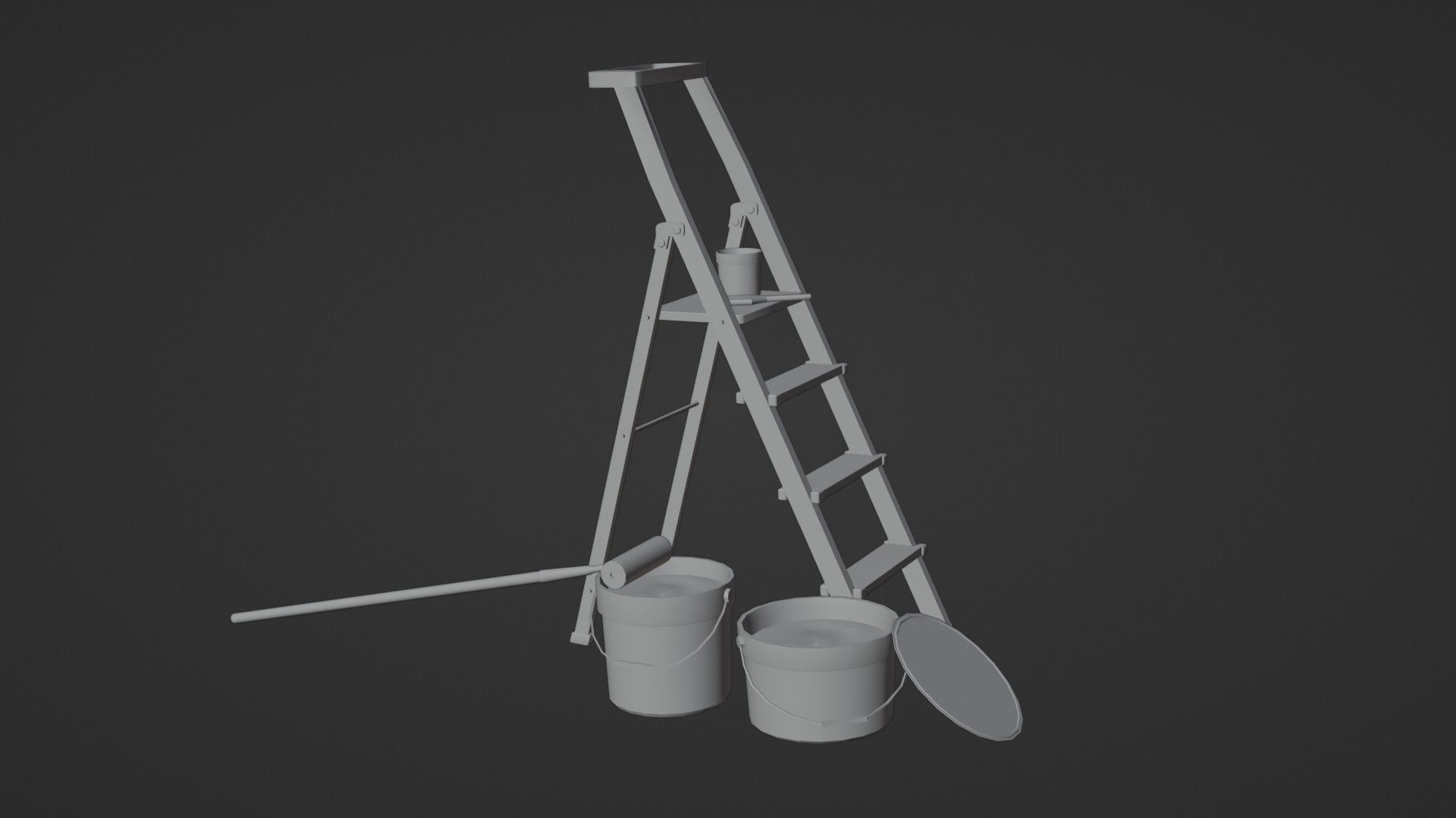 Painters Ladder - Paint Set Low-poly 3D model_16