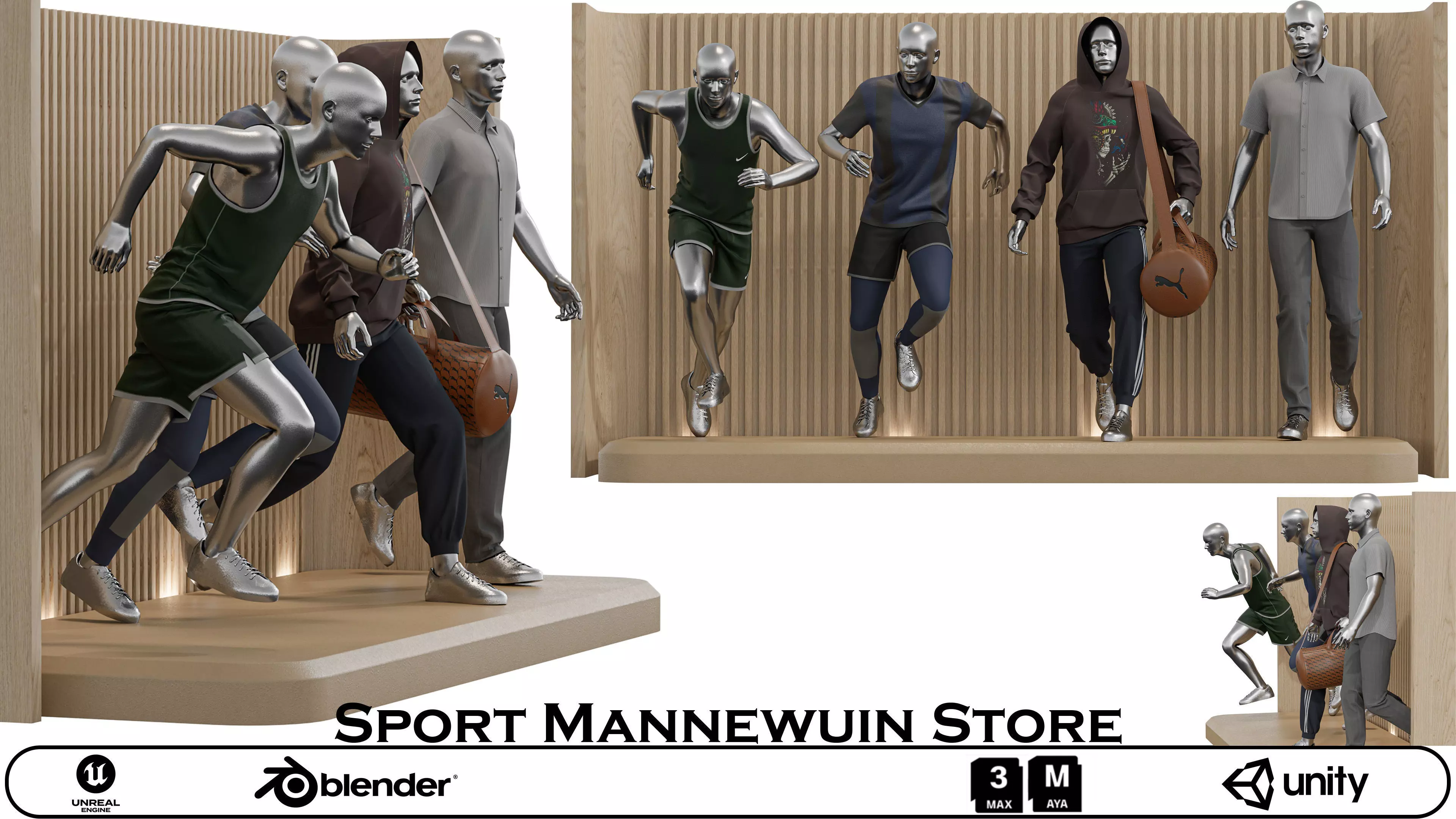 Man Mannequin sportswear showcase 3D model