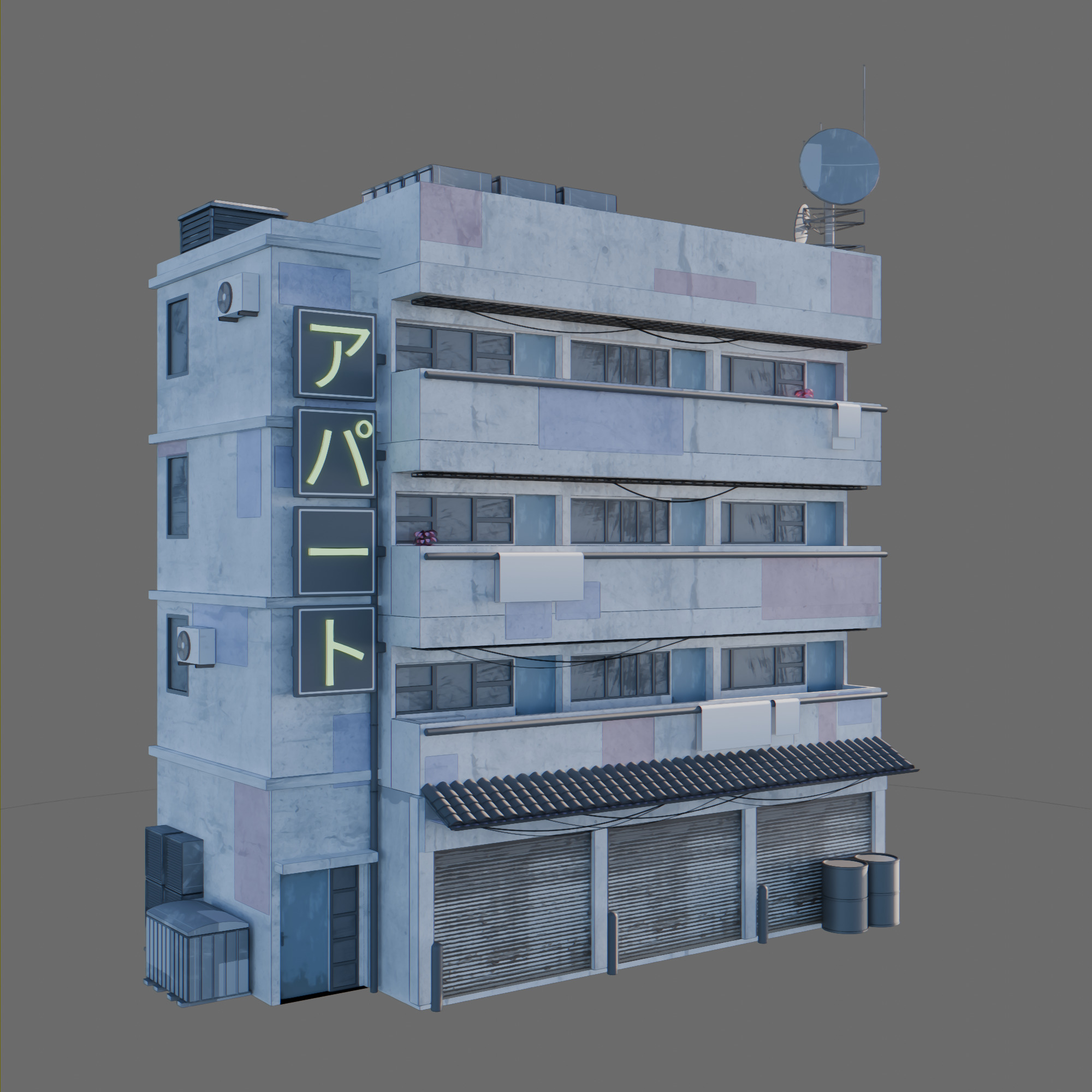 Anime building city 02 3D model_2