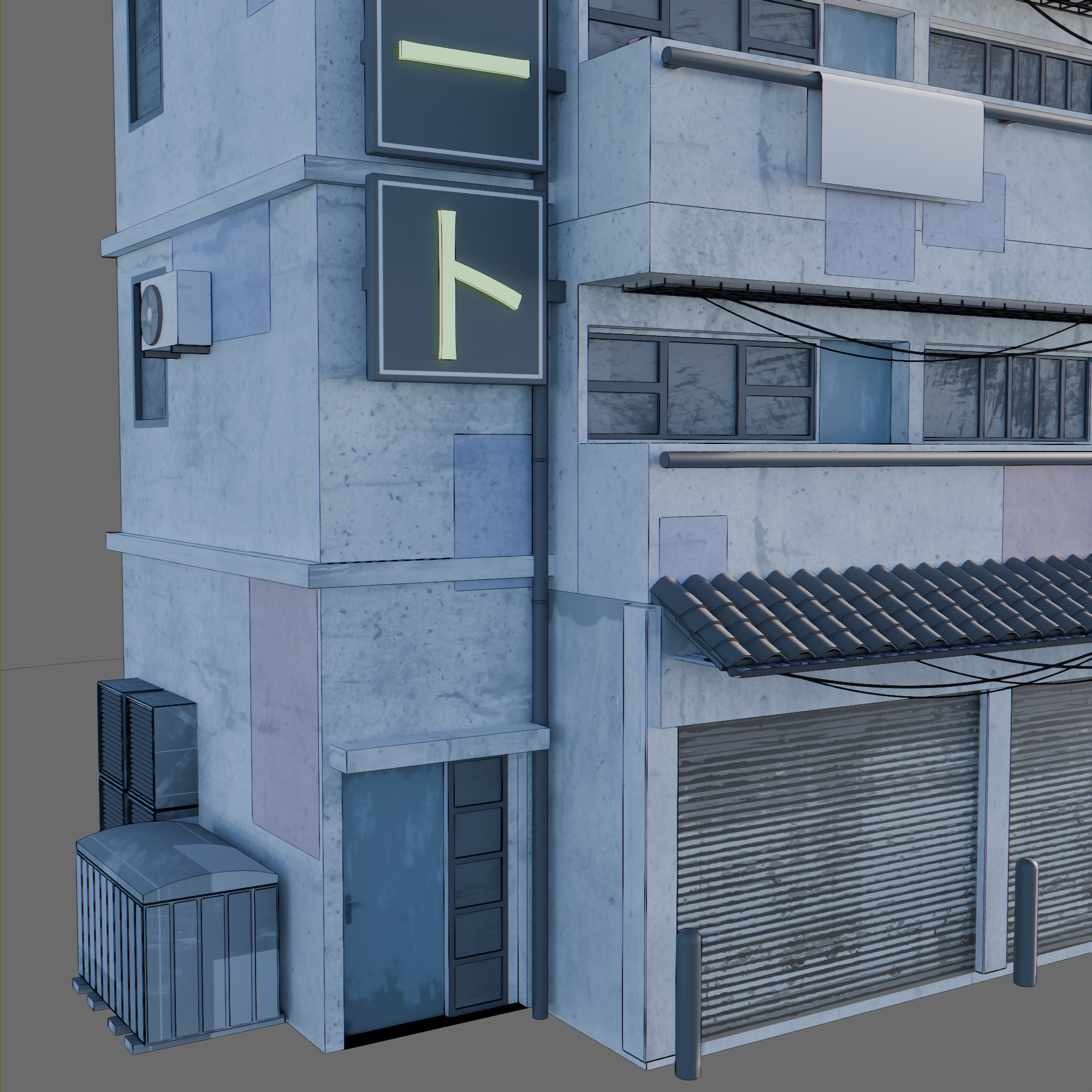 Anime building city 02 3D model_4