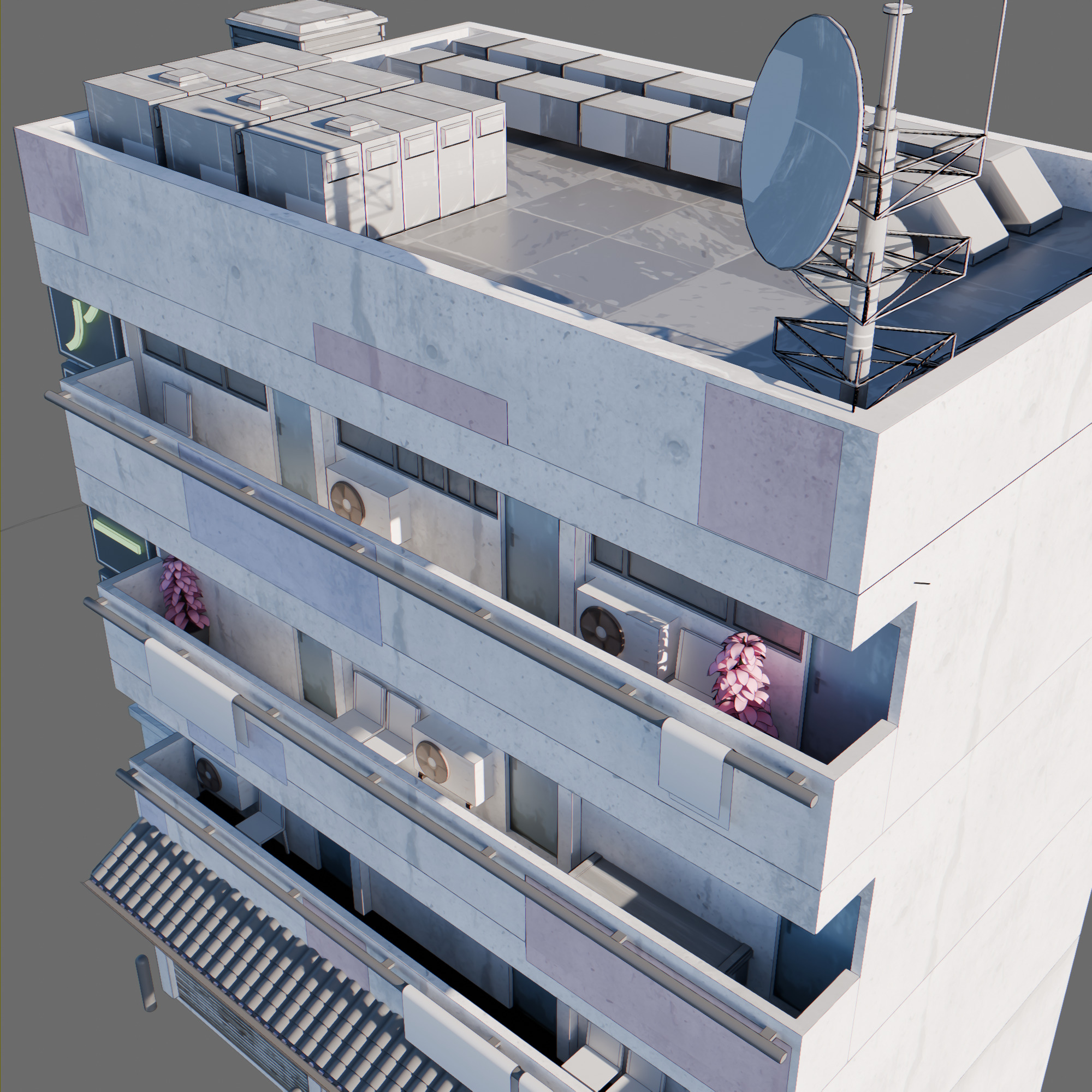 Anime building city 02 3D model_3