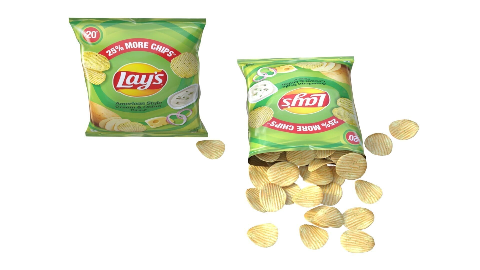 lays cream and onion  Low-poly 3D model_4