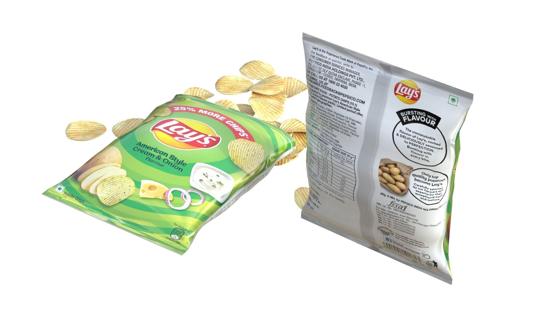 lays cream and onion  Low-poly 3D model_5