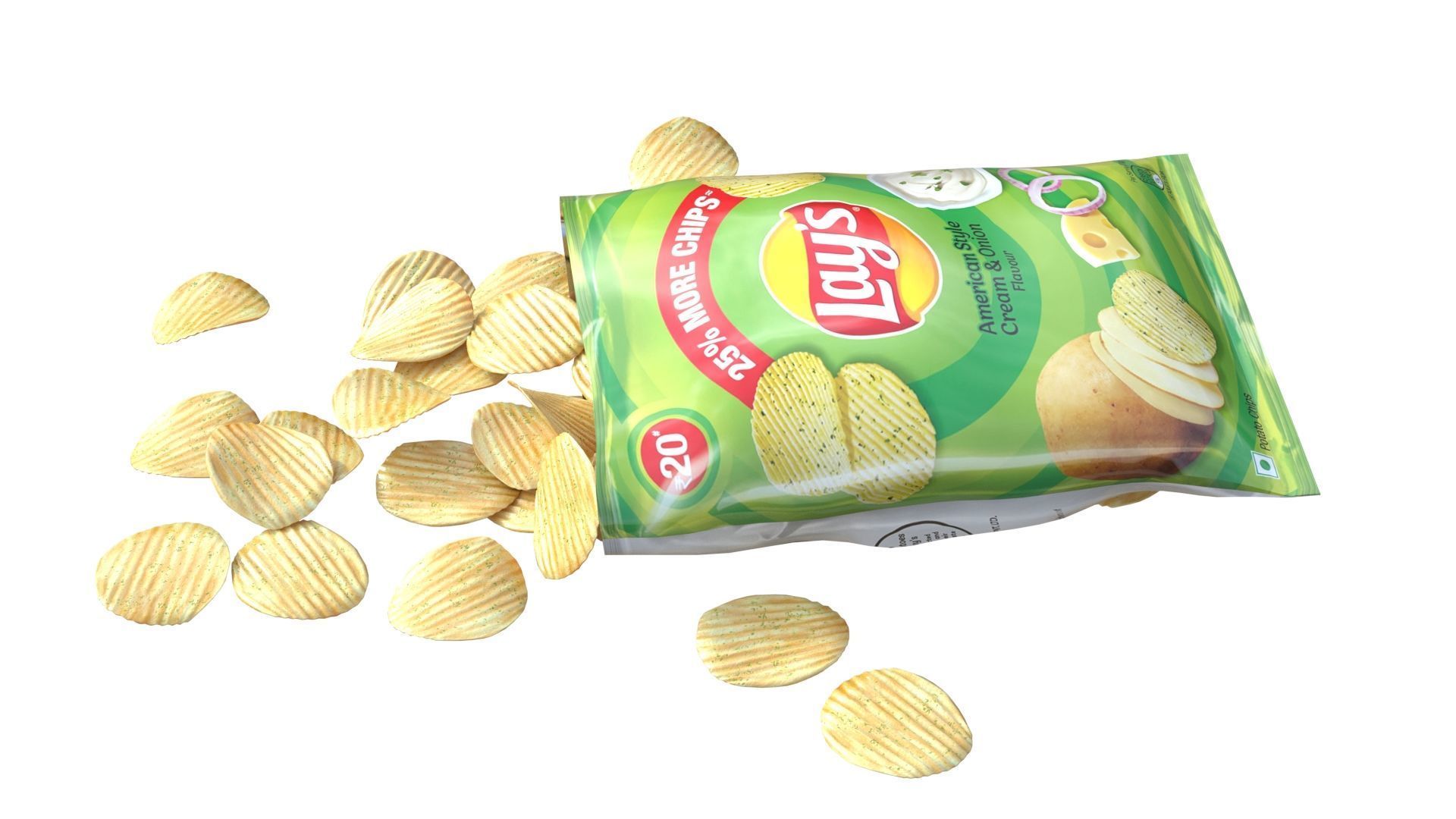 lays cream and onion  Low-poly 3D model_3
