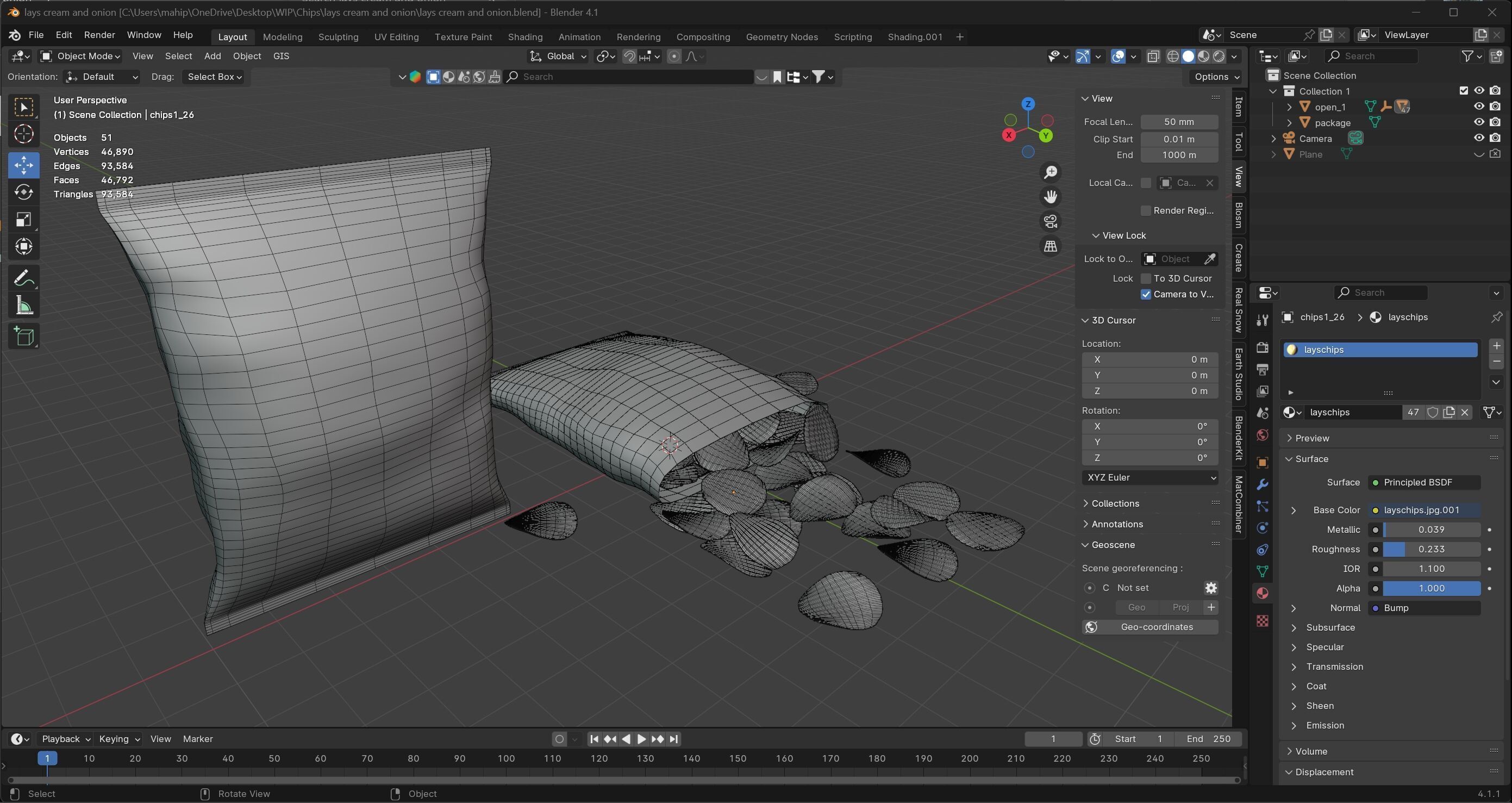 lays cream and onion  Low-poly 3D model_7