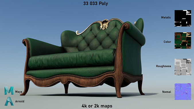 Ancient Sofa Chair Low-poly 3D model