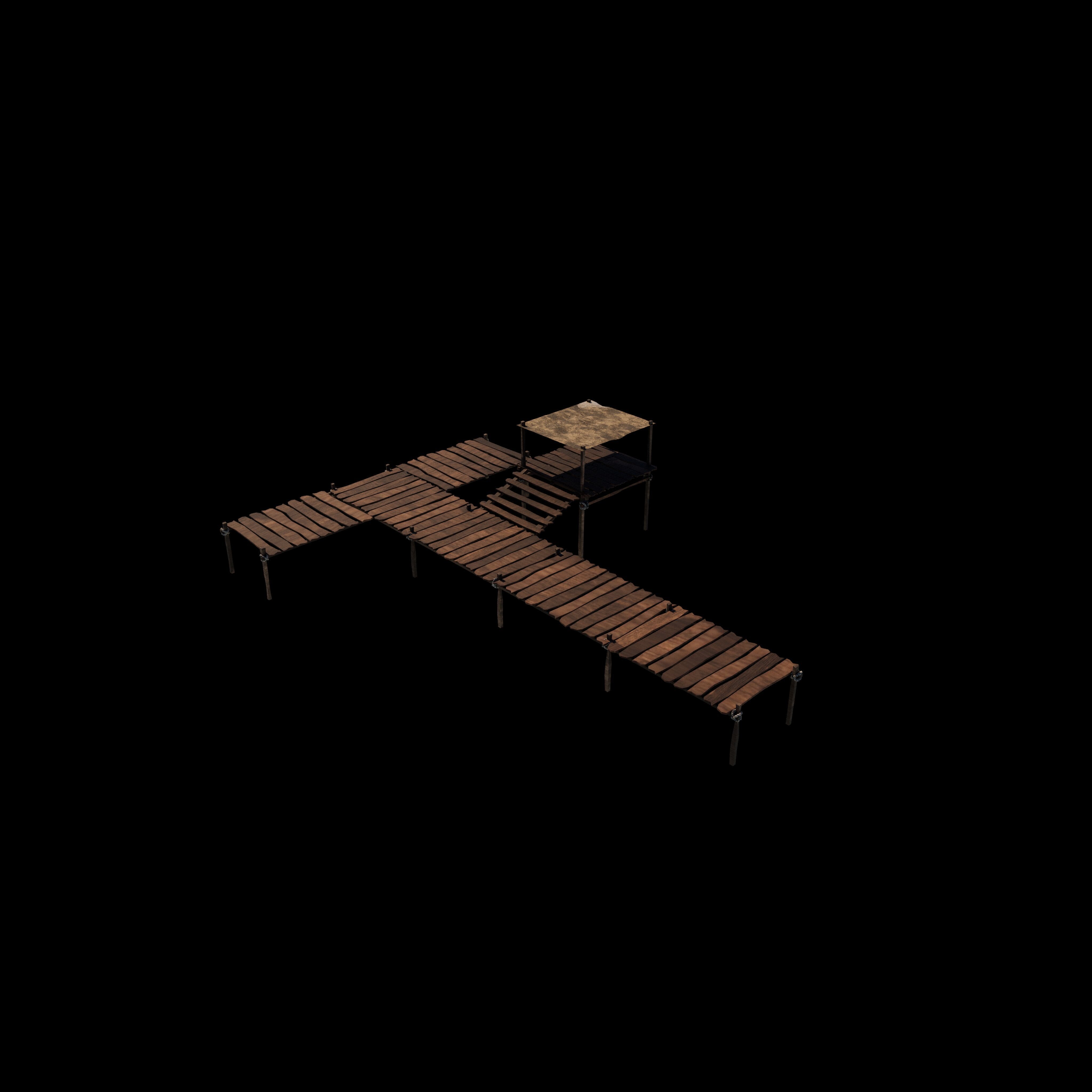 Wooden Pier 3D model_3