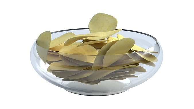 Potato Chips bowl Low-poly 3D model 6