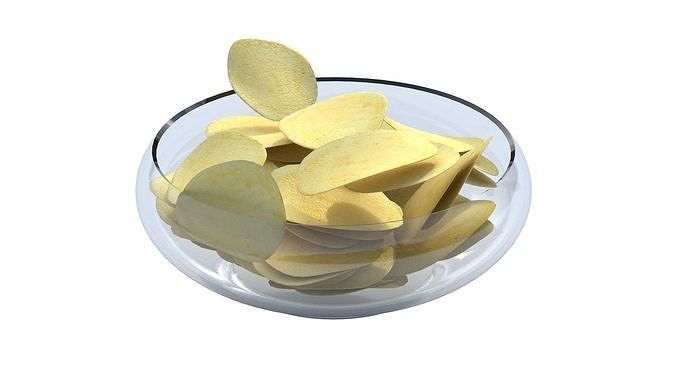 Potato Chips bowl Low-poly 3D model 2