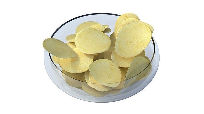 Potato Chips bowl Low-poly 3D model 3