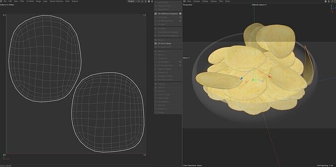 Potato Chips bowl Low-poly 3D model 7