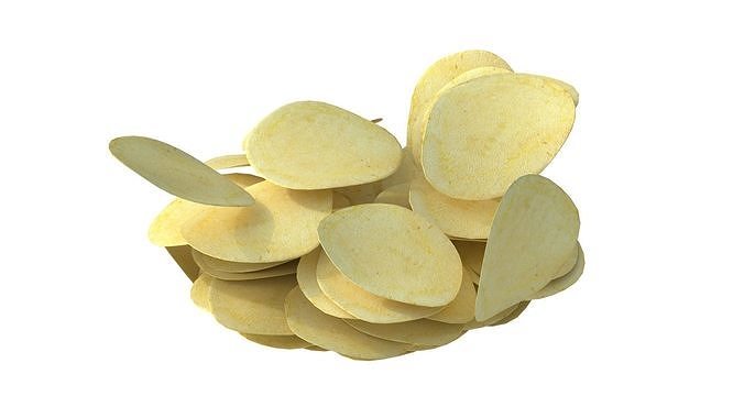Potato Chips bowl Low-poly 3D model 4