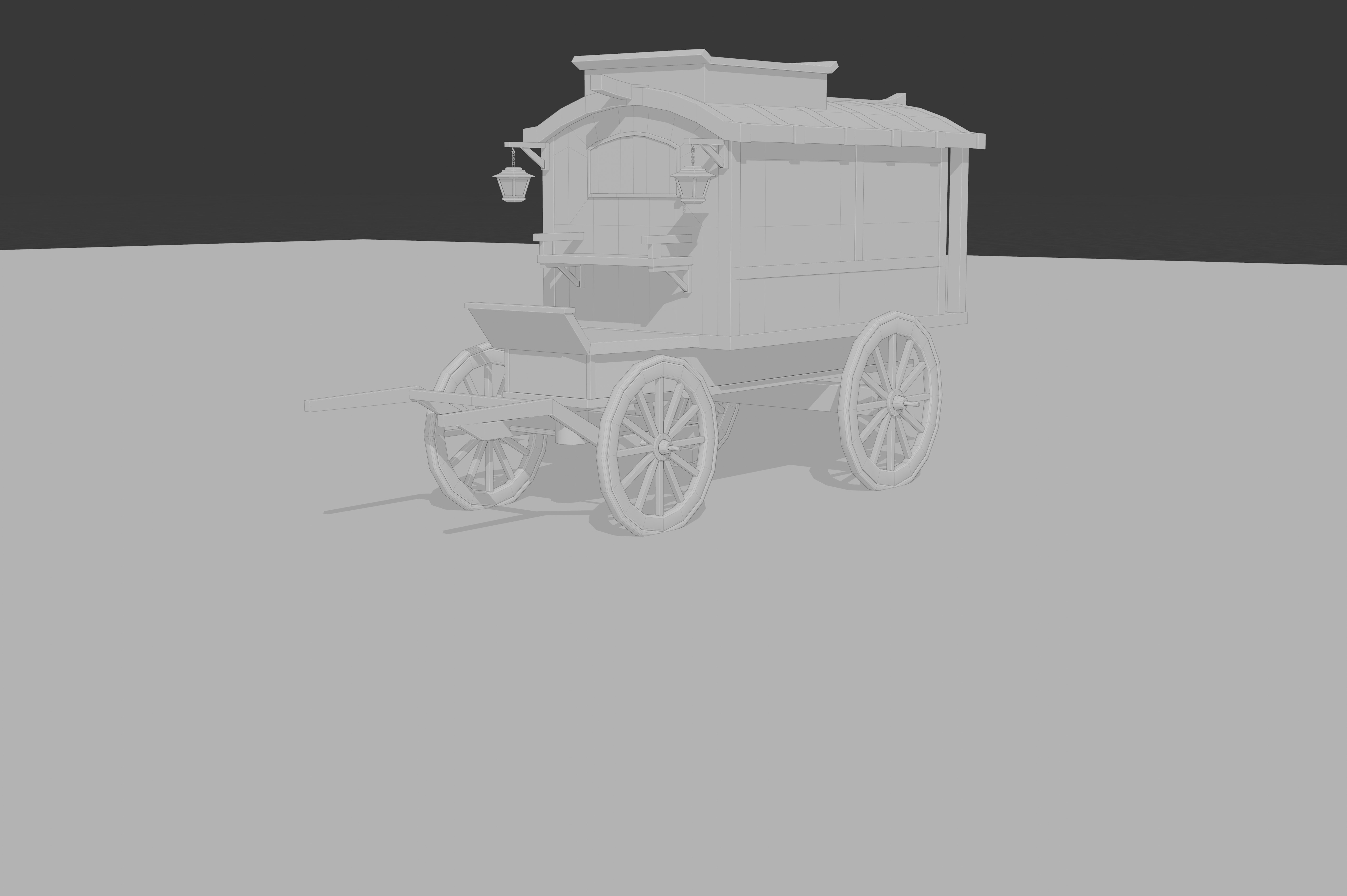 Medieval Carriage Low-poly 3D model_1