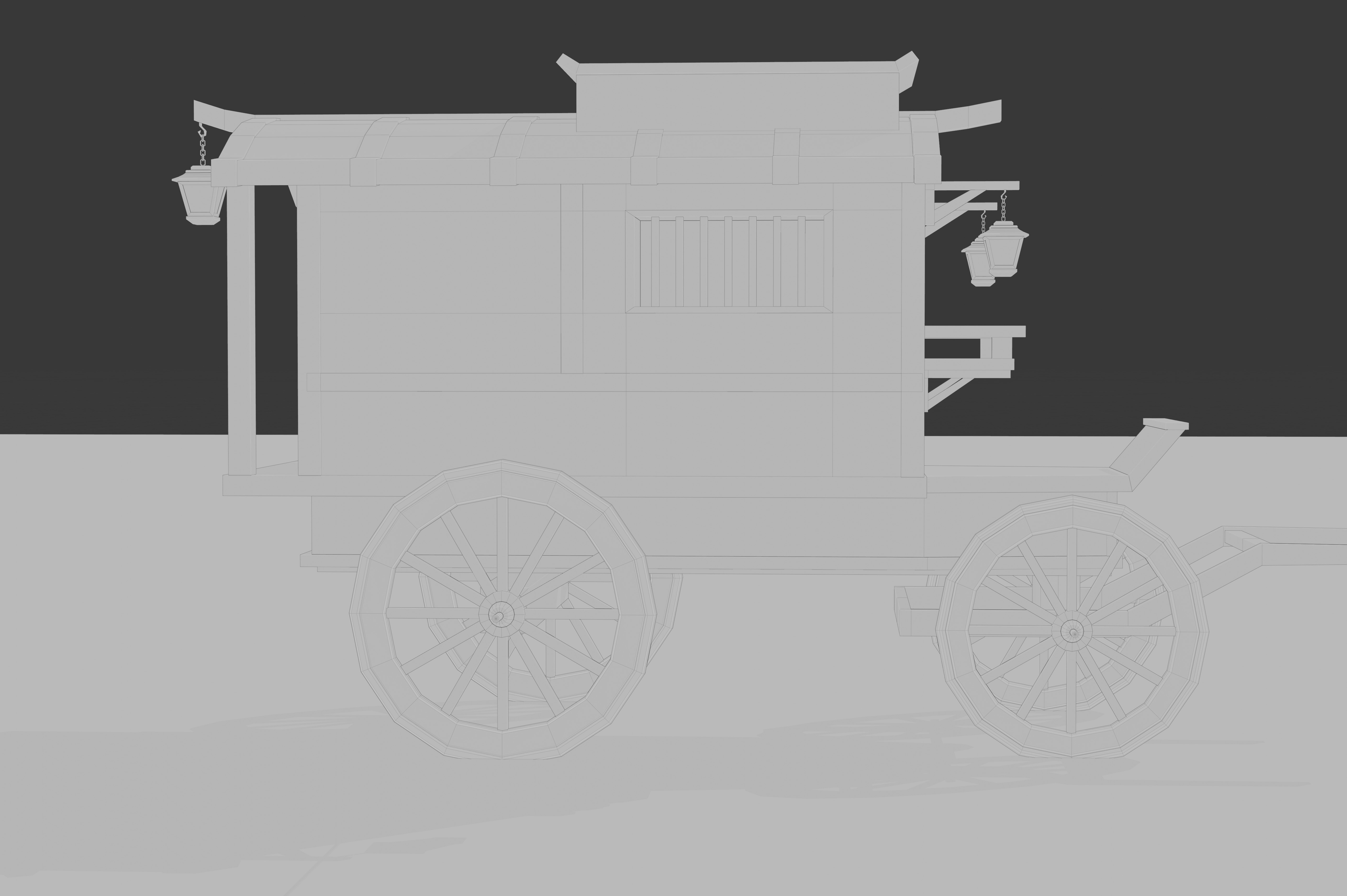 Medieval Carriage Low-poly 3D model_18