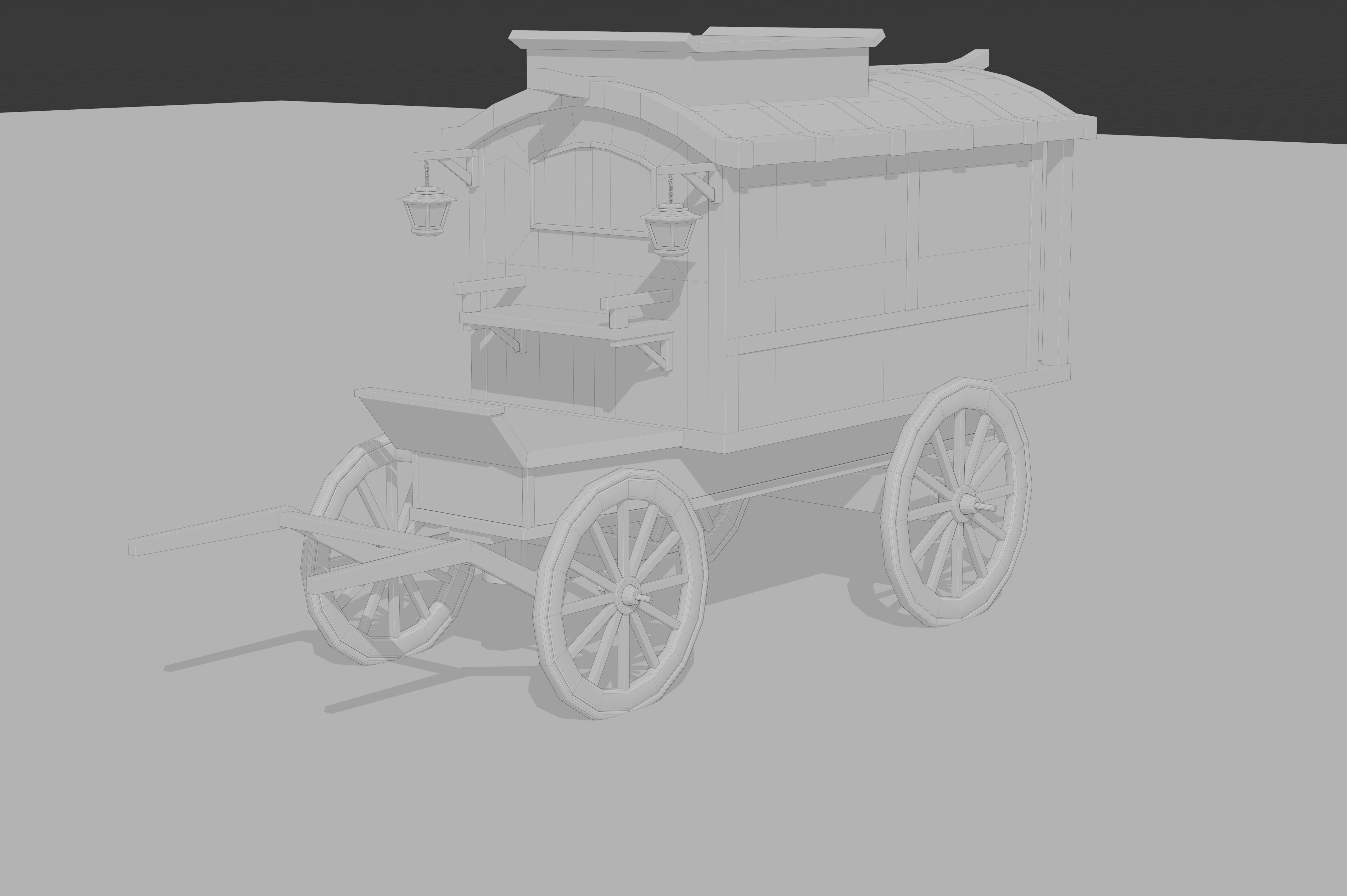 Medieval Carriage Low-poly 3D model_3