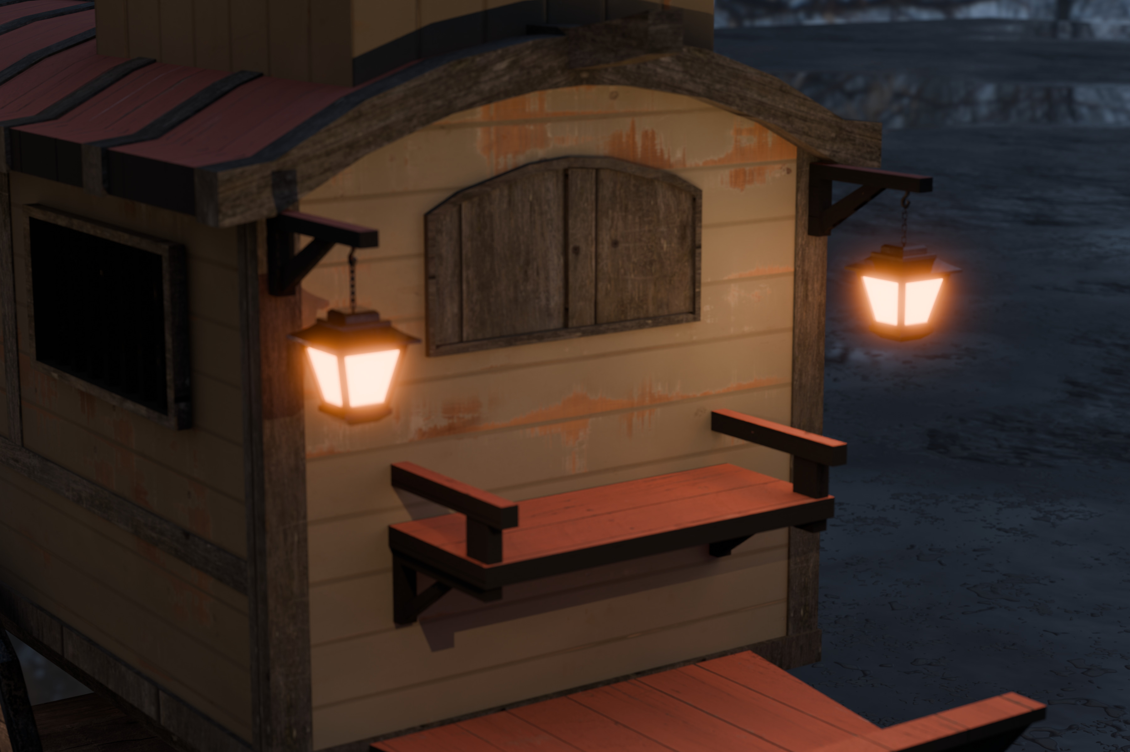 Medieval Carriage Low-poly 3D model_16