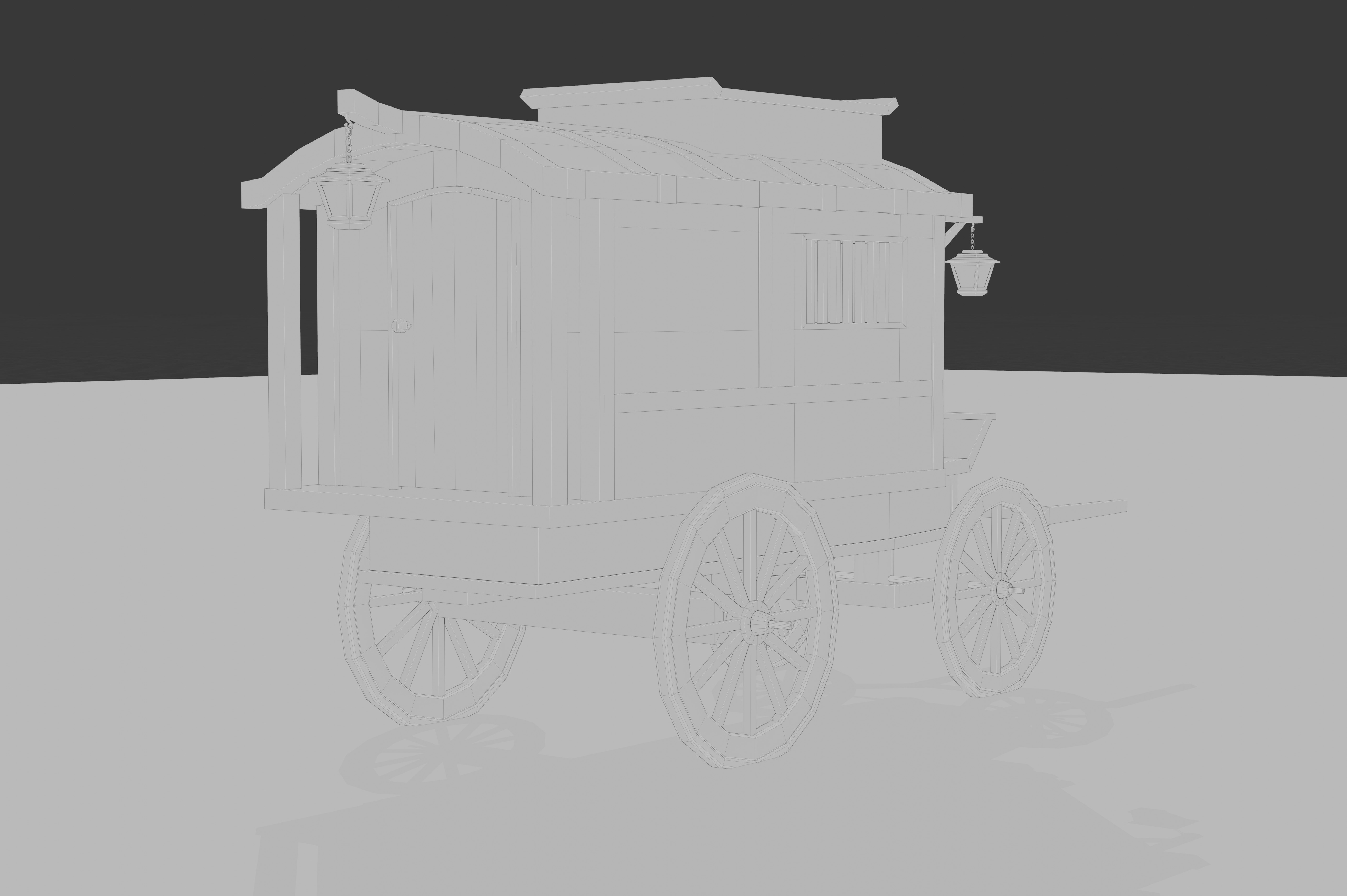 Medieval Carriage Low-poly 3D model_11