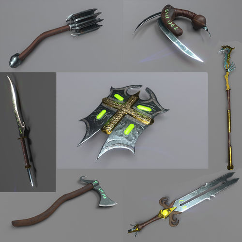 Fantasy Weapon Pack Low-poly 3D model