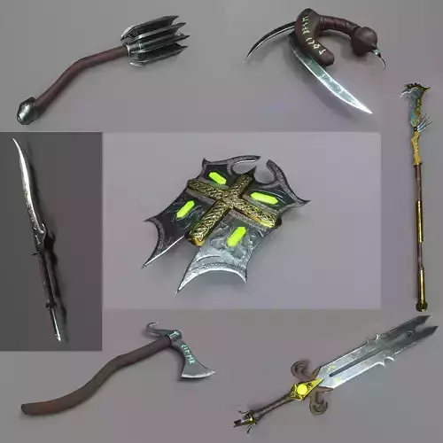 Fantasy Weapon Pack Low-poly 3D model