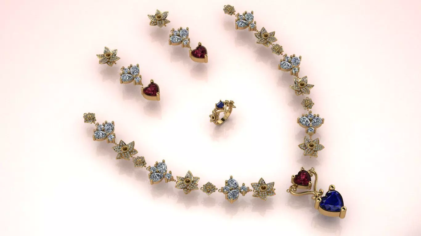 Jewelry set - Hearts N Leafs 3D print model