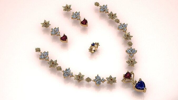 Jewelry set - Hearts N Leafs  3D print model