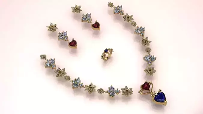 Jewelry set - Hearts N Leafs  3D print model