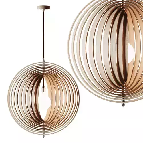 Creative Wood Round Globe Pendant Light Fixture Shade 3D model