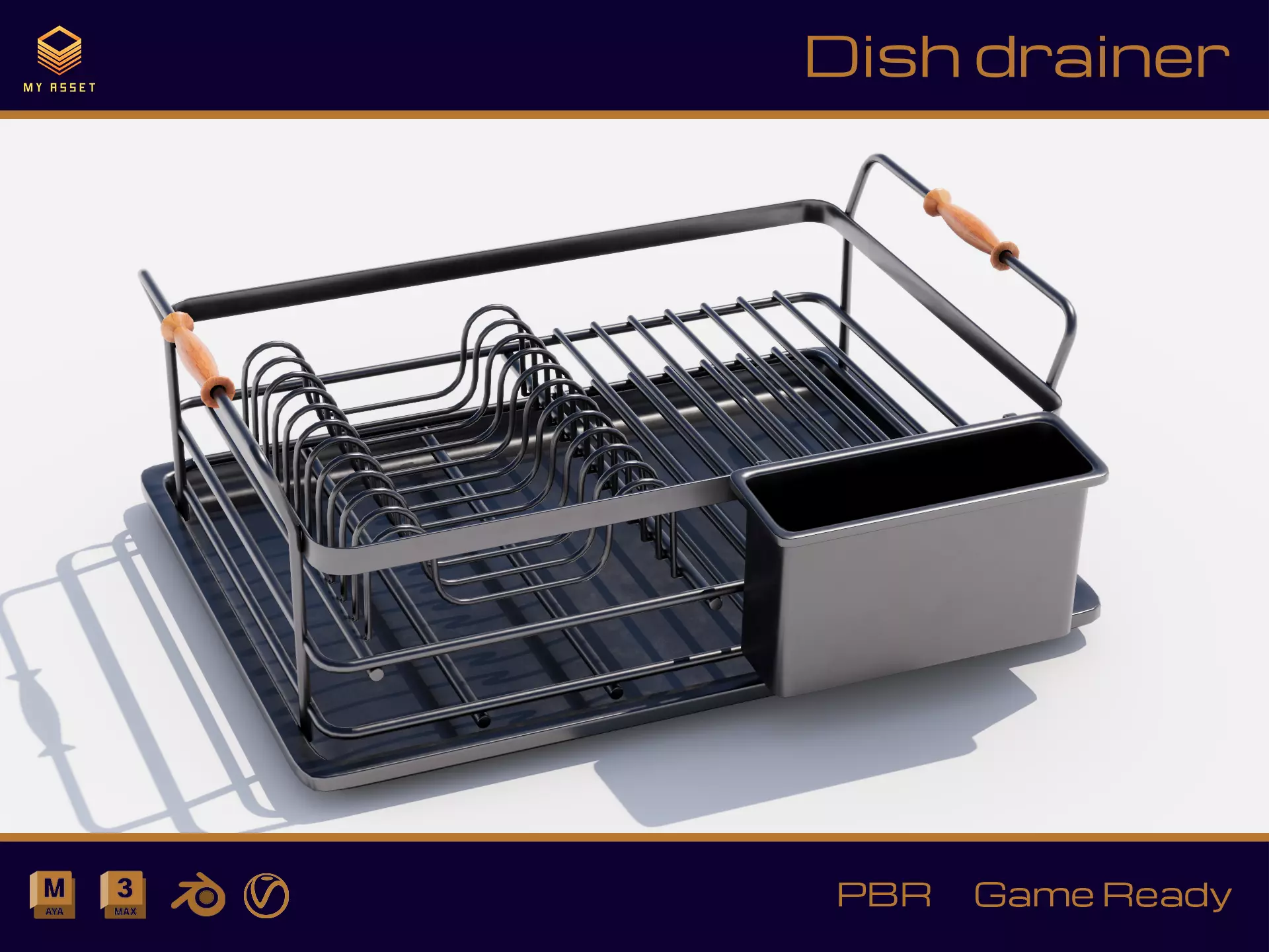 Dish drainer Low-poly 3D model_0