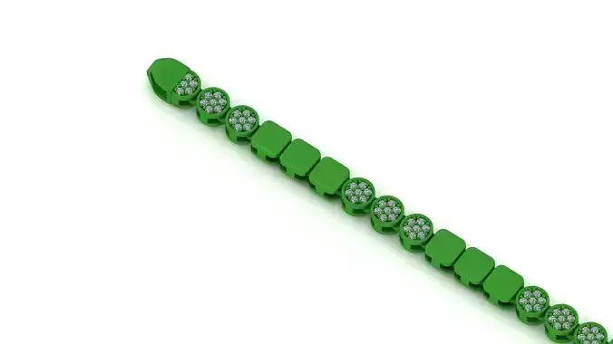 7MM Diamond Round and Square Bracelet or Chain Link 3D Model  3D print model