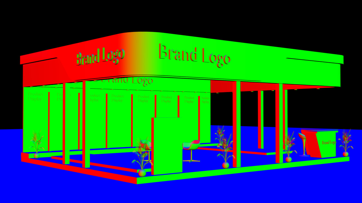 2 side open modern exhibition stall design for brand showcases Low-poly 3D model_8