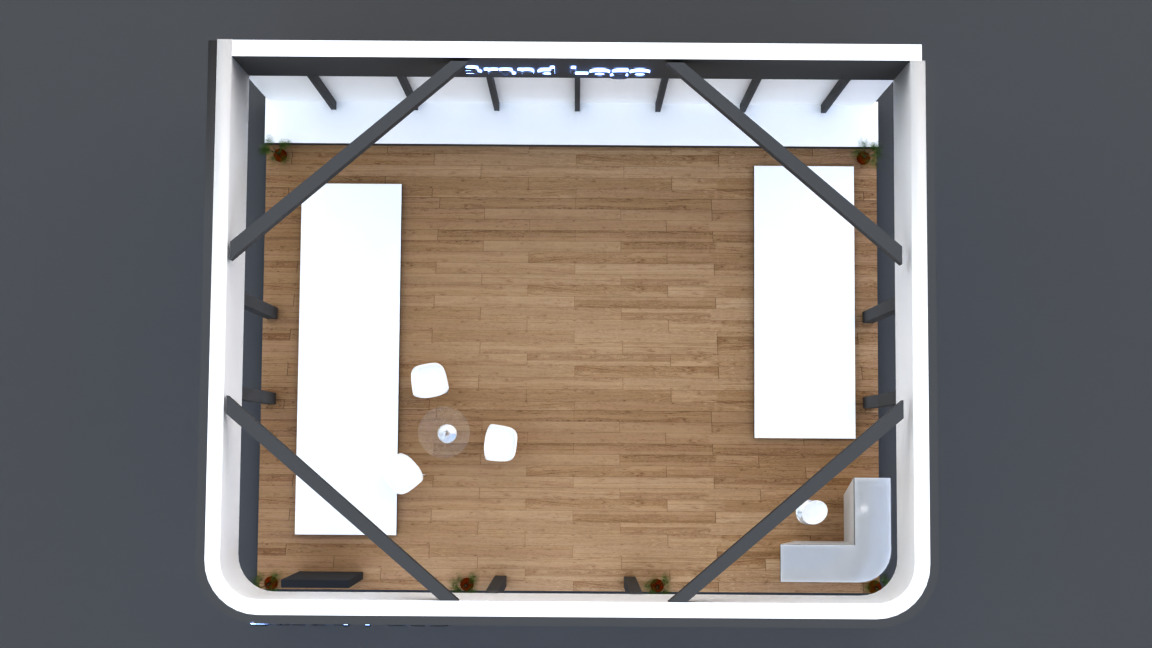 2 side open modern exhibition stall design for brand showcases Low-poly 3D model_5