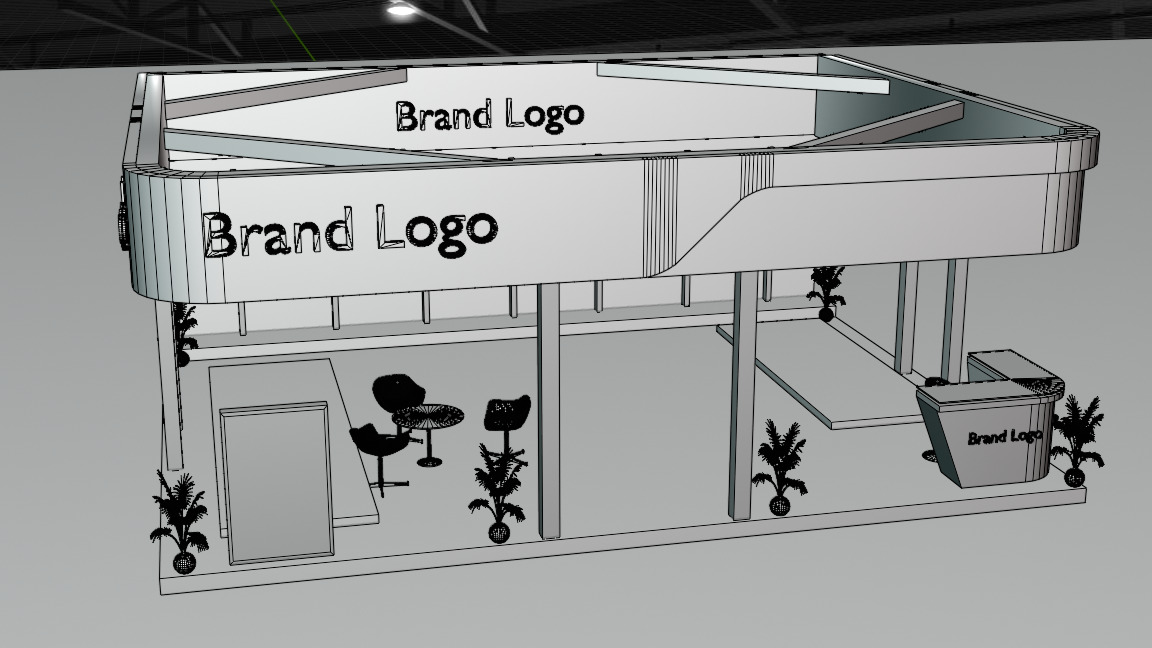 2 side open modern exhibition stall design for brand showcases Low-poly 3D model_6