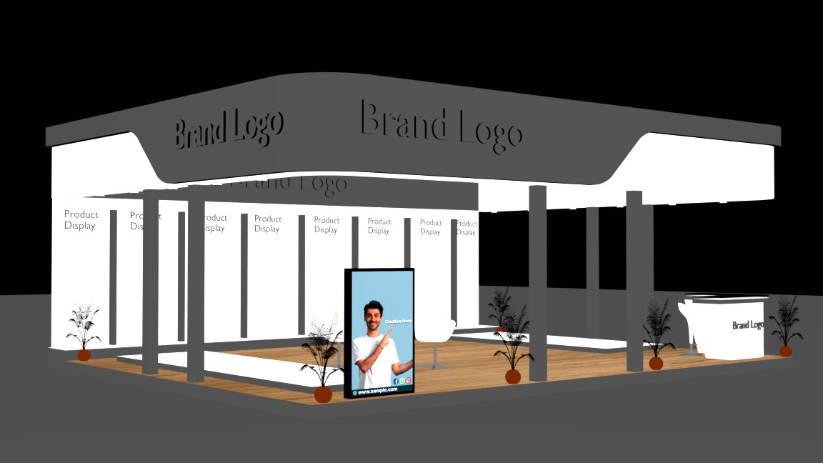 2 side open modern exhibition stall design for brand showcases Low-poly 3D model_7