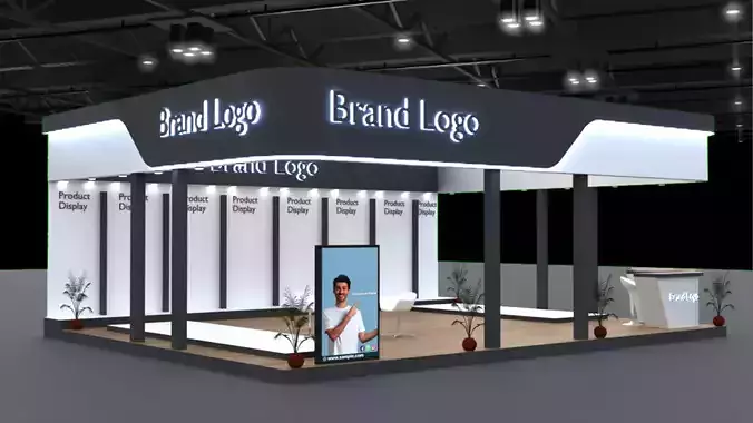 2 side open modern exhibition stall design for brand showcases