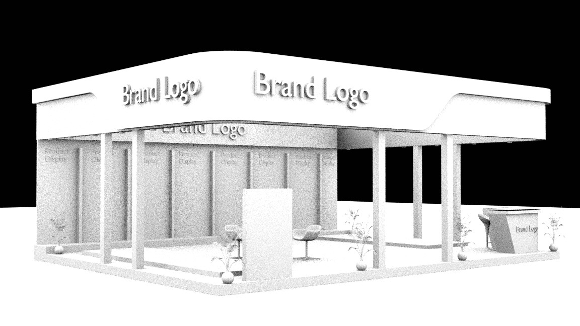 2 side open modern exhibition stall design for brand showcases Low-poly 3D model_9