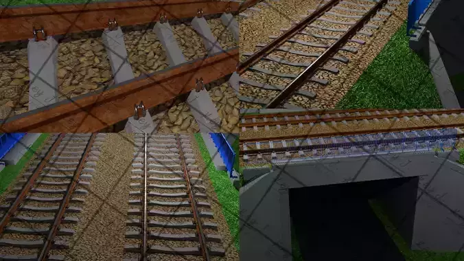 Prestressed concrete sleeper viaduct over a road PS-94 1435 60E1