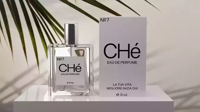 Perfume bottle and packaging  3D model