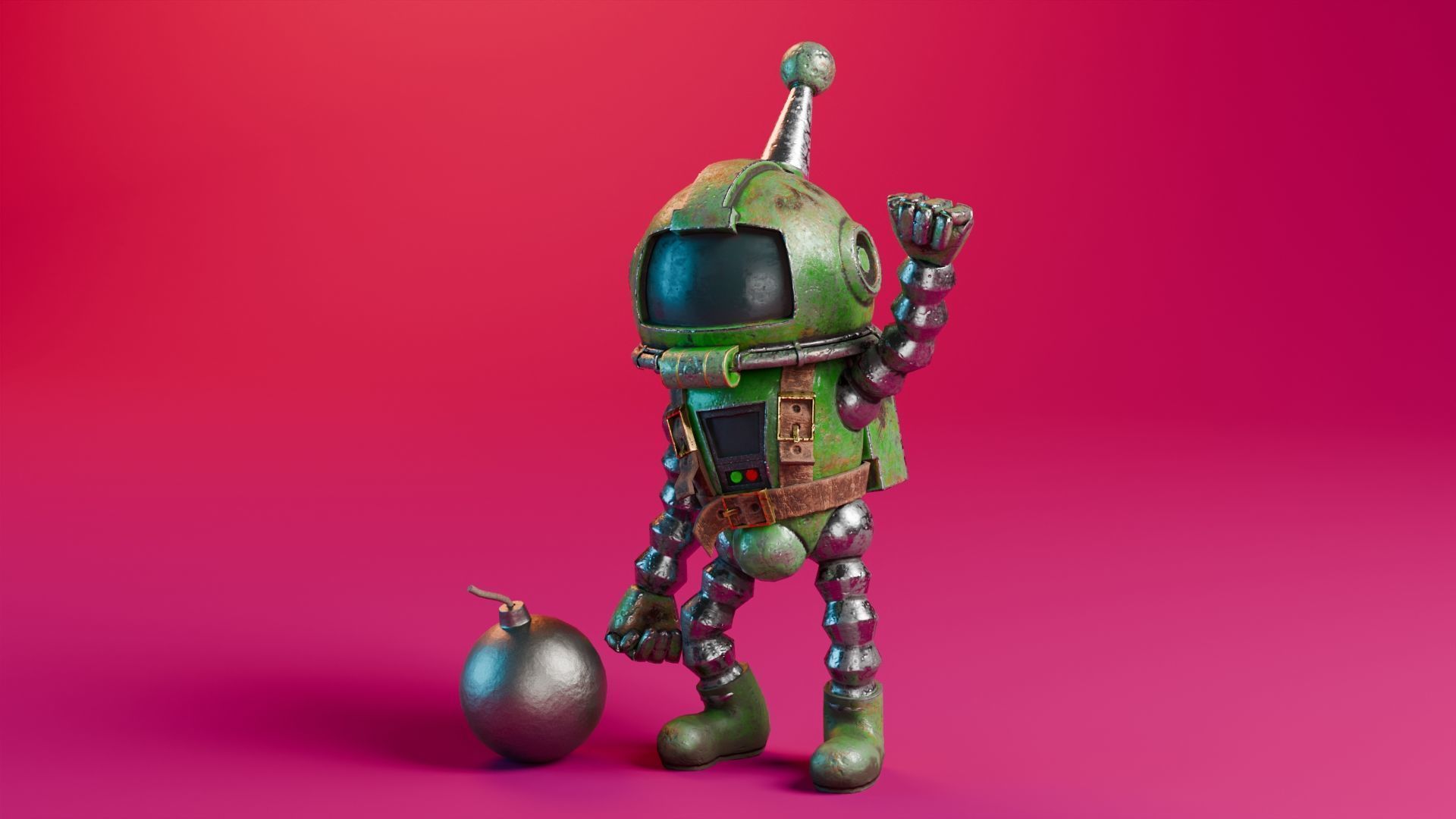 Atomic Bomberman Low-poly 3D model_2