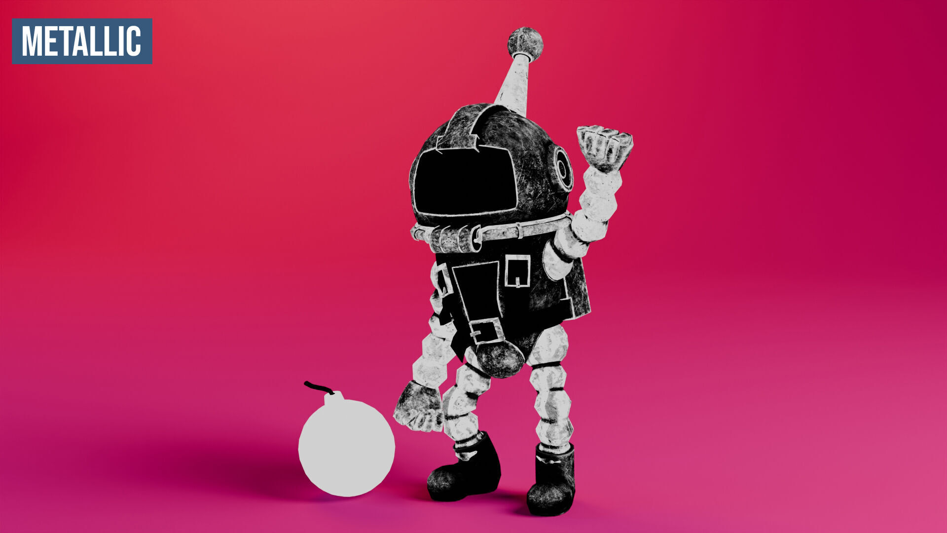 Atomic Bomberman Low-poly 3D model_28