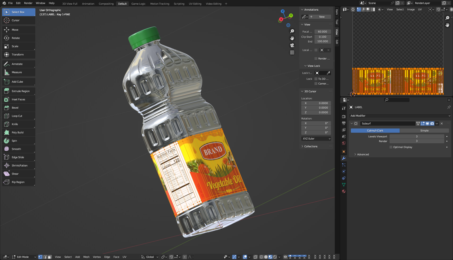 Cooking Oil Bottle 3D model_14